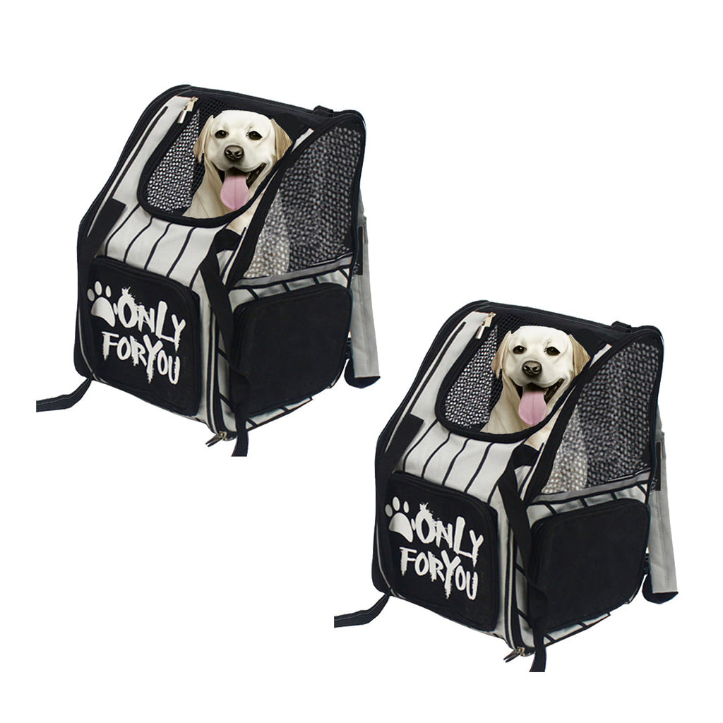 NNEAGS 2X Black Pet Carrier Backpack Breathable Mesh Portable Safety Travel Essentials Outdoor Bag-0
