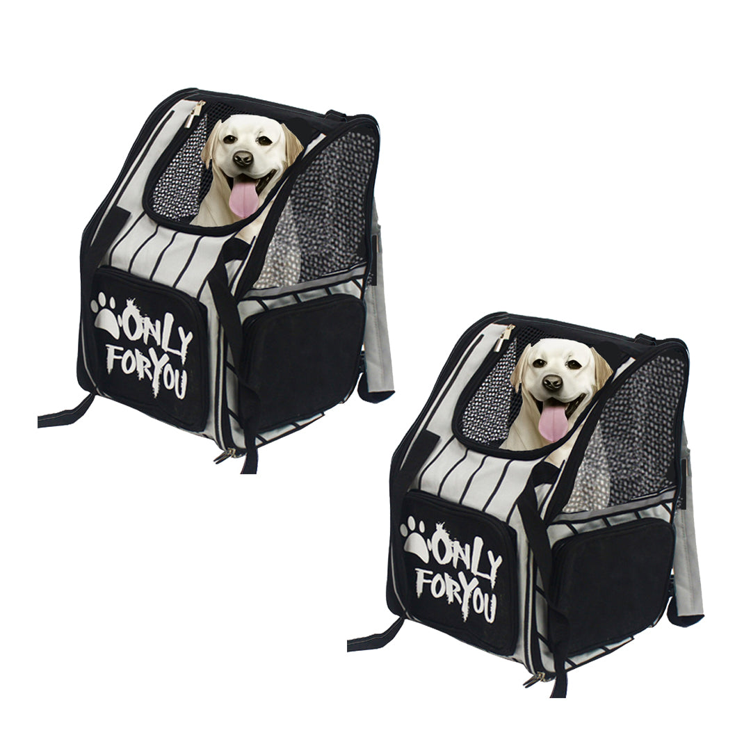 NNEAGS 2X Black Pet Carrier Backpack Breathable Mesh Portable Safety Travel Essentials Outdoor Bag-0