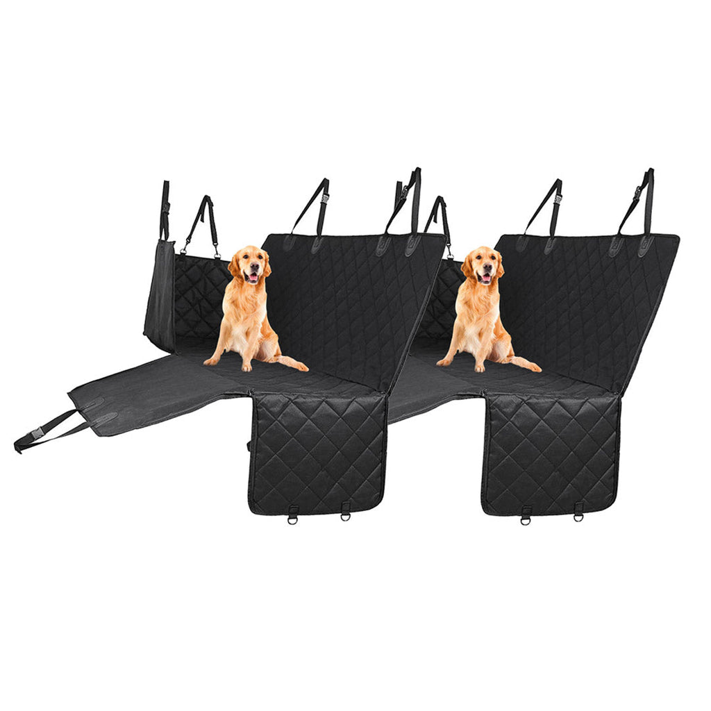 NNEAGS 2X 600D Oxford Cloth Waterproof Dog Car Cover Back Seat Protector Hammock Non-Slip Pet Mat Black-0