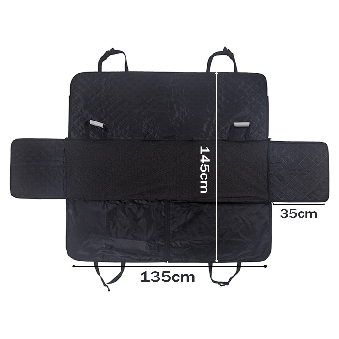 NNEAGS 2X 600D Oxford Cloth Waterproof Dog Car Cover Back Seat Protector Hammock Non-Slip Pet Mat Black-1