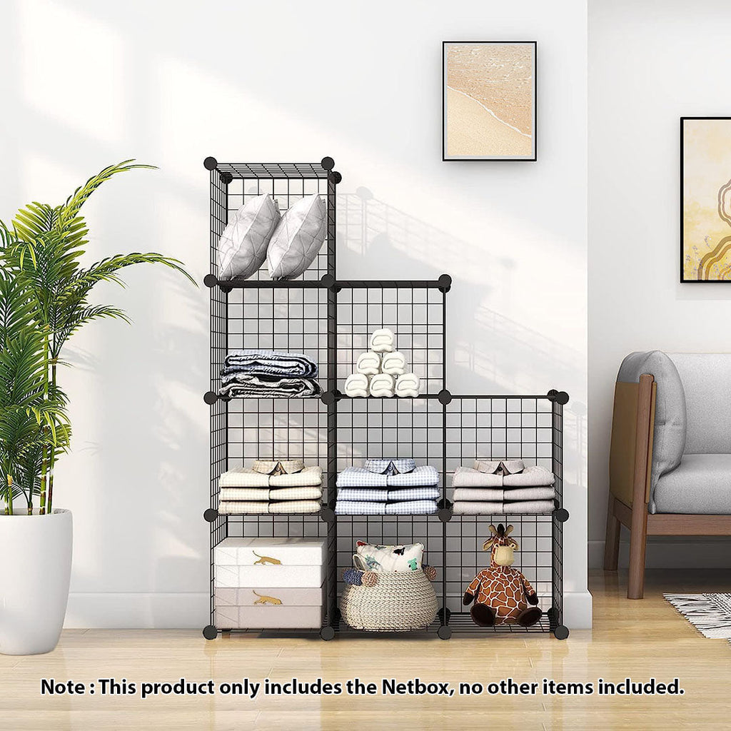 SOGA Black Portable 9-Cube 3 Column Storage Organiser Foldable DIY Modular Grid Space Saving Shelf-1