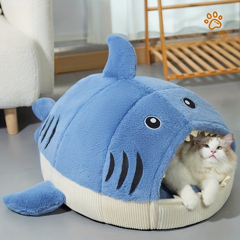 NNETM Cozy Shark-Shaped Pet Bed for Cats & Dogs-1