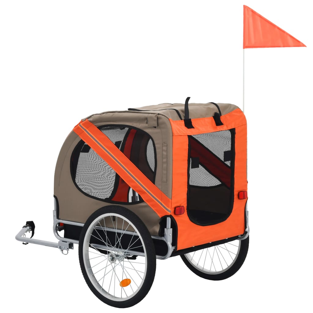 NNEVL Dog Bike Trailer Orange and Grey-2