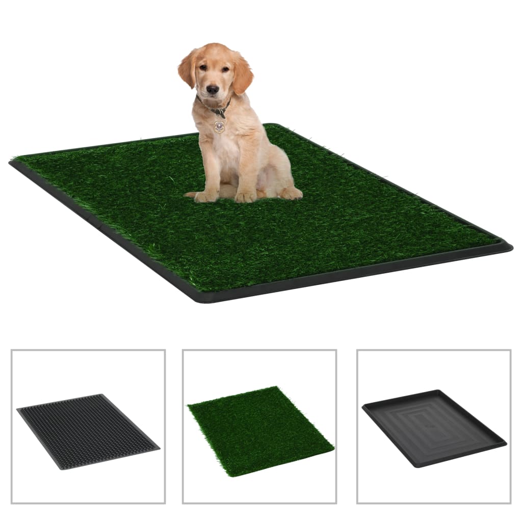 NNEVL Pet Toilets 2 Pieces with Tray and Artificial Turf Green 76x51x3 cm WC