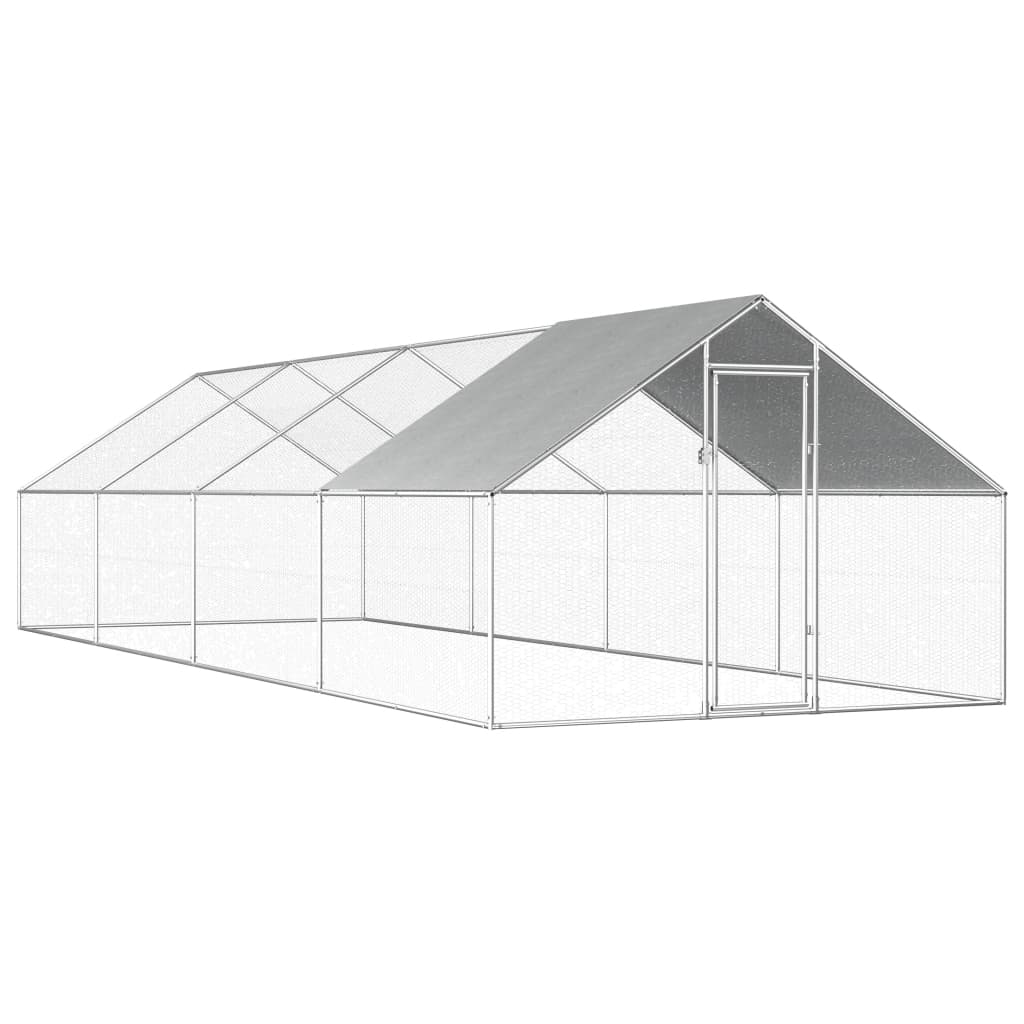 NNEVL Outdoor Chicken Cage 2.75x8x1.92 m Galvanised Steel-0