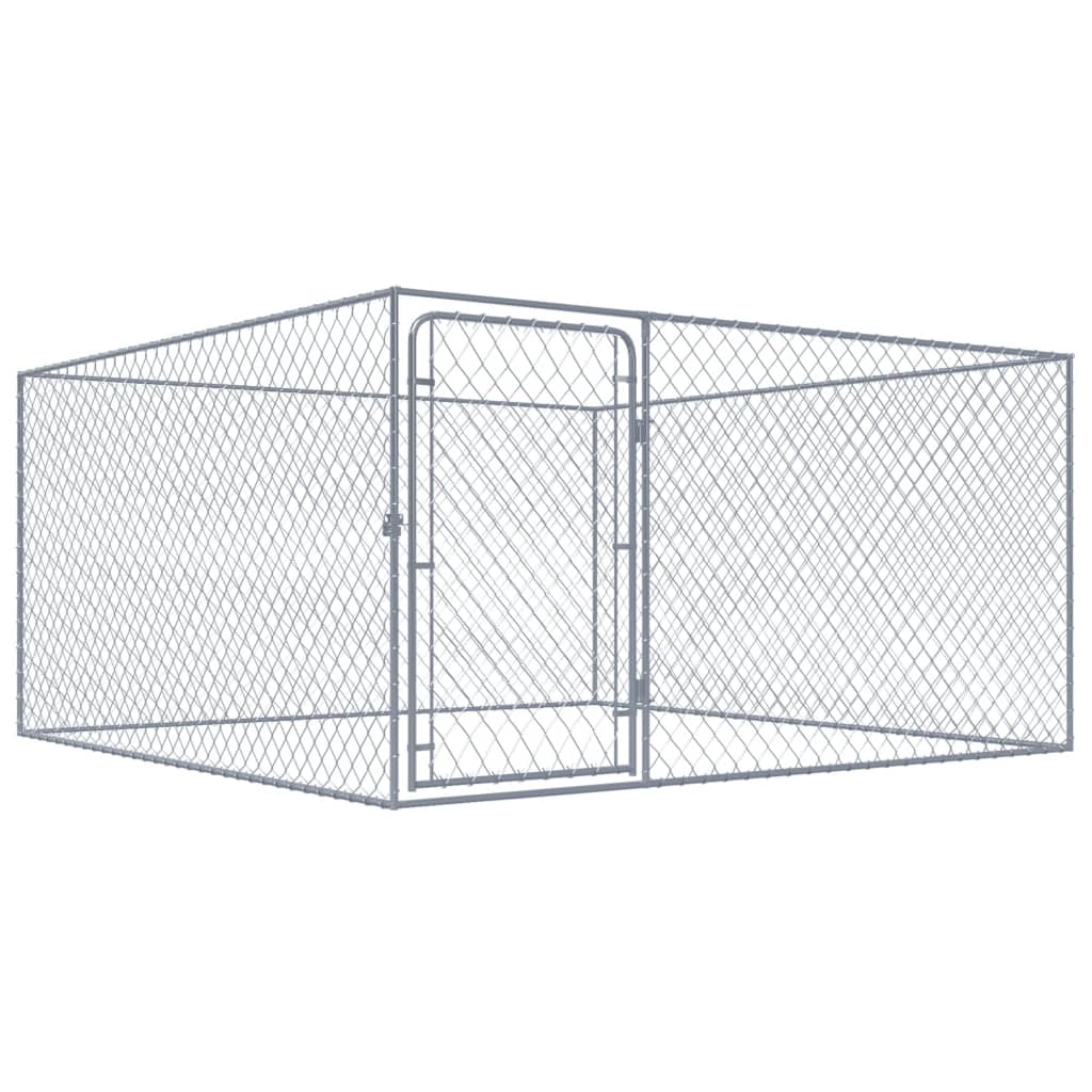 NNEVL Outdoor Dog Kennel Galvanised Steel 2x2x1 m-0