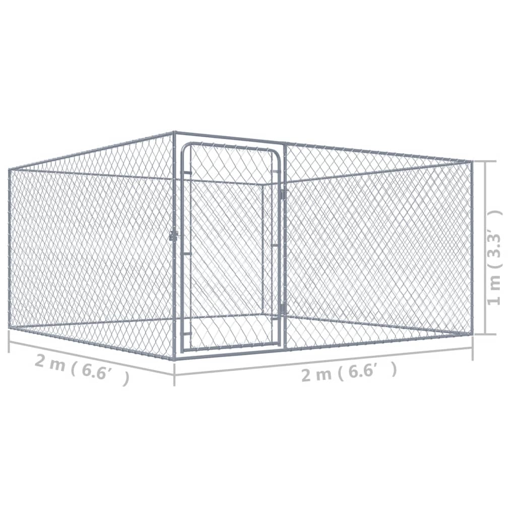 NNEVL Outdoor Dog Kennel Galvanised Steel 2x2x1 m-2