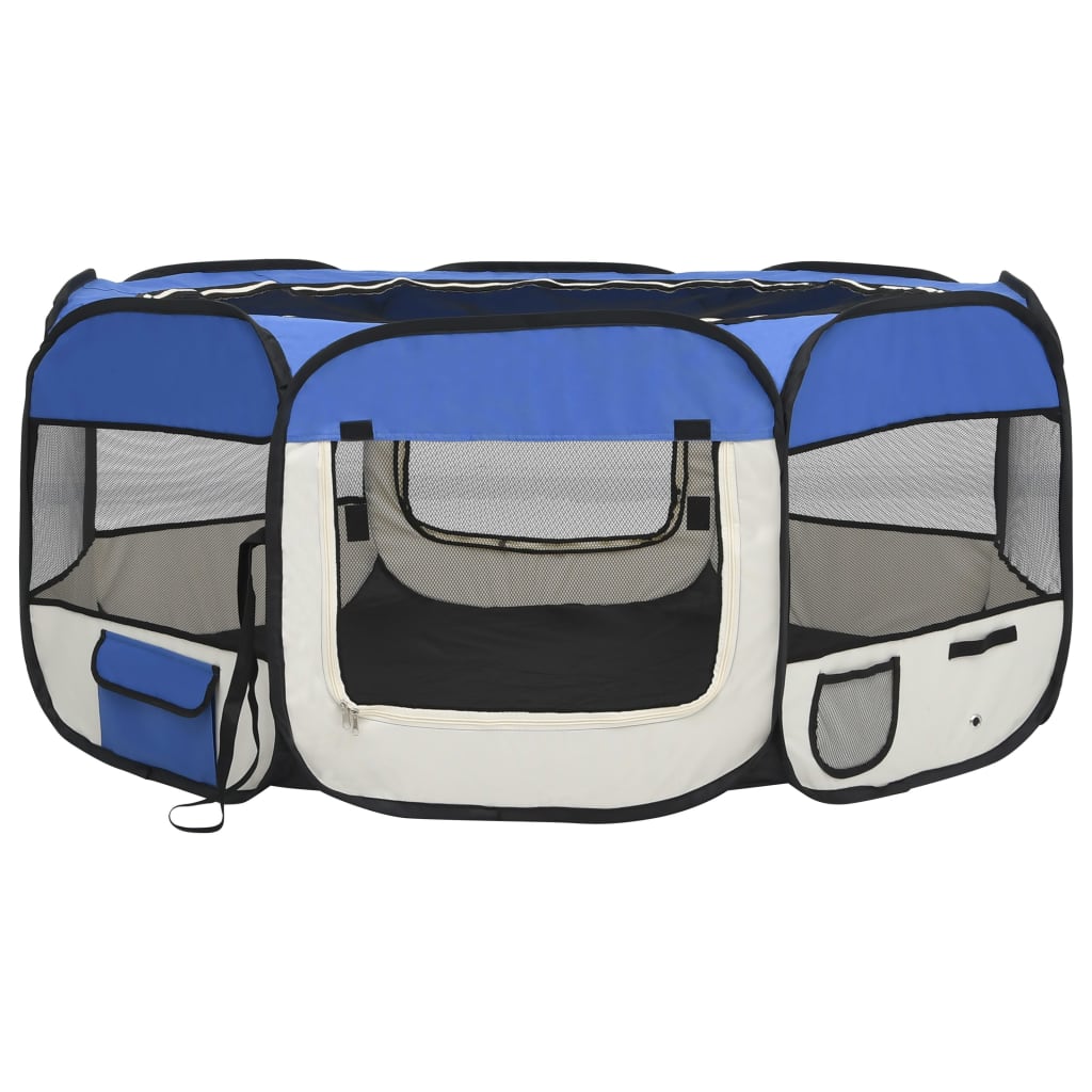 NNEDPE Foldable Dog Playpen With Carrying Bag Blue 145x145x61 Cm-1