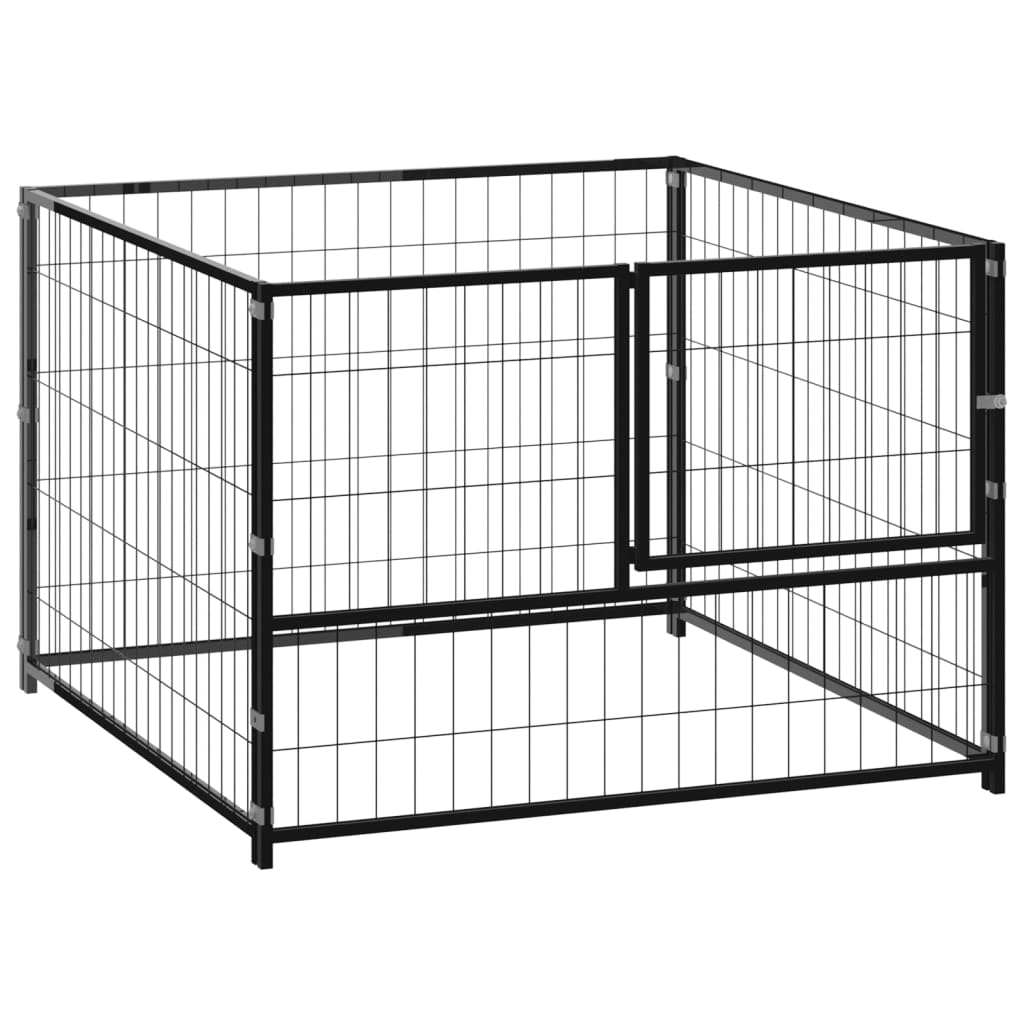 NNEVL Dog Kennel Black 100x100x70 cm Steel-0