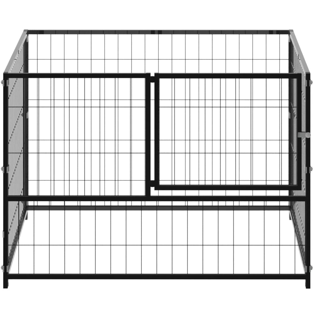 NNEVL Dog Kennel Black 100x100x70 cm Steel-1