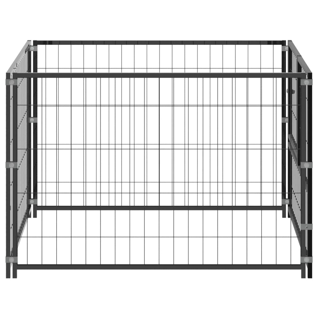 NNEVL Dog Kennel Black 100x100x70 cm Steel-2