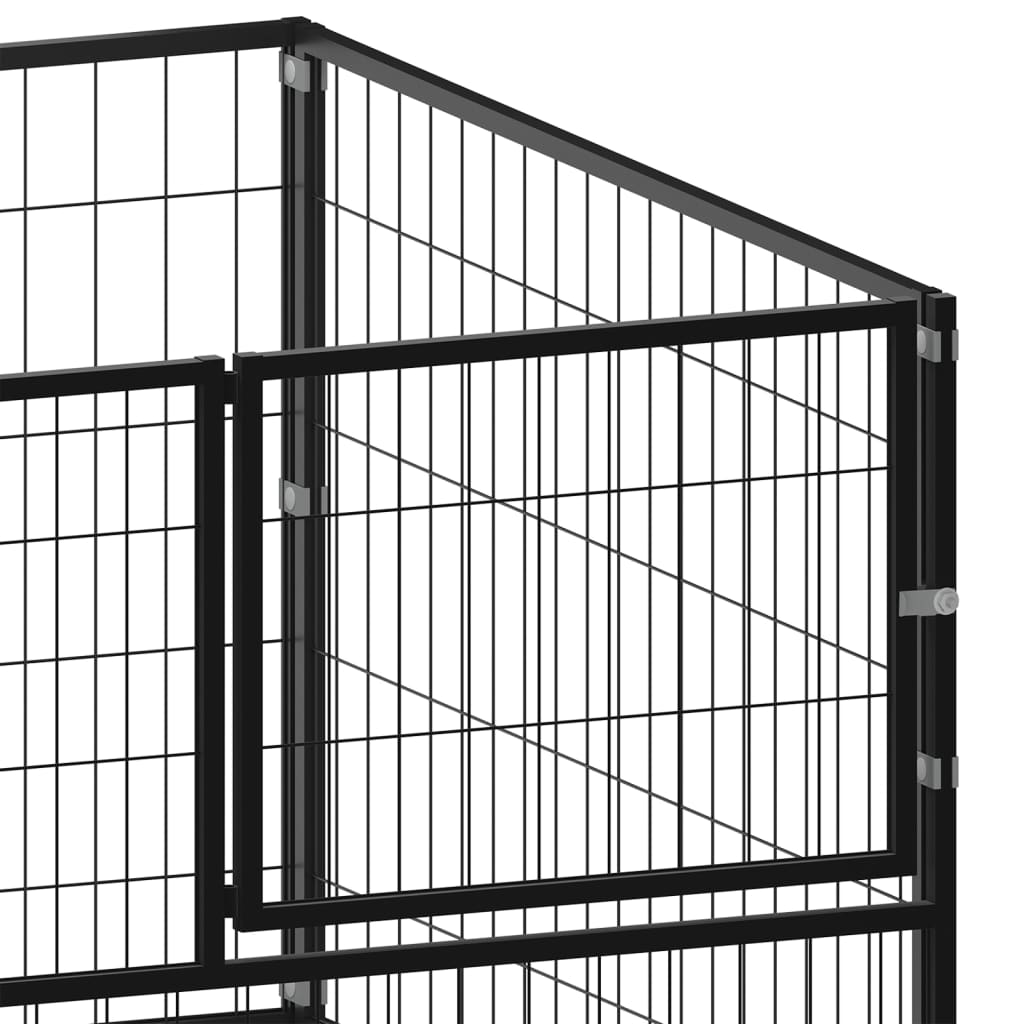NNEVL Dog Kennel Black 100x100x70 cm Steel-3