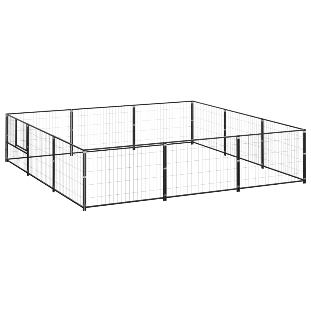 NNEVL Dog Kennel Black 9 m² Steel-0