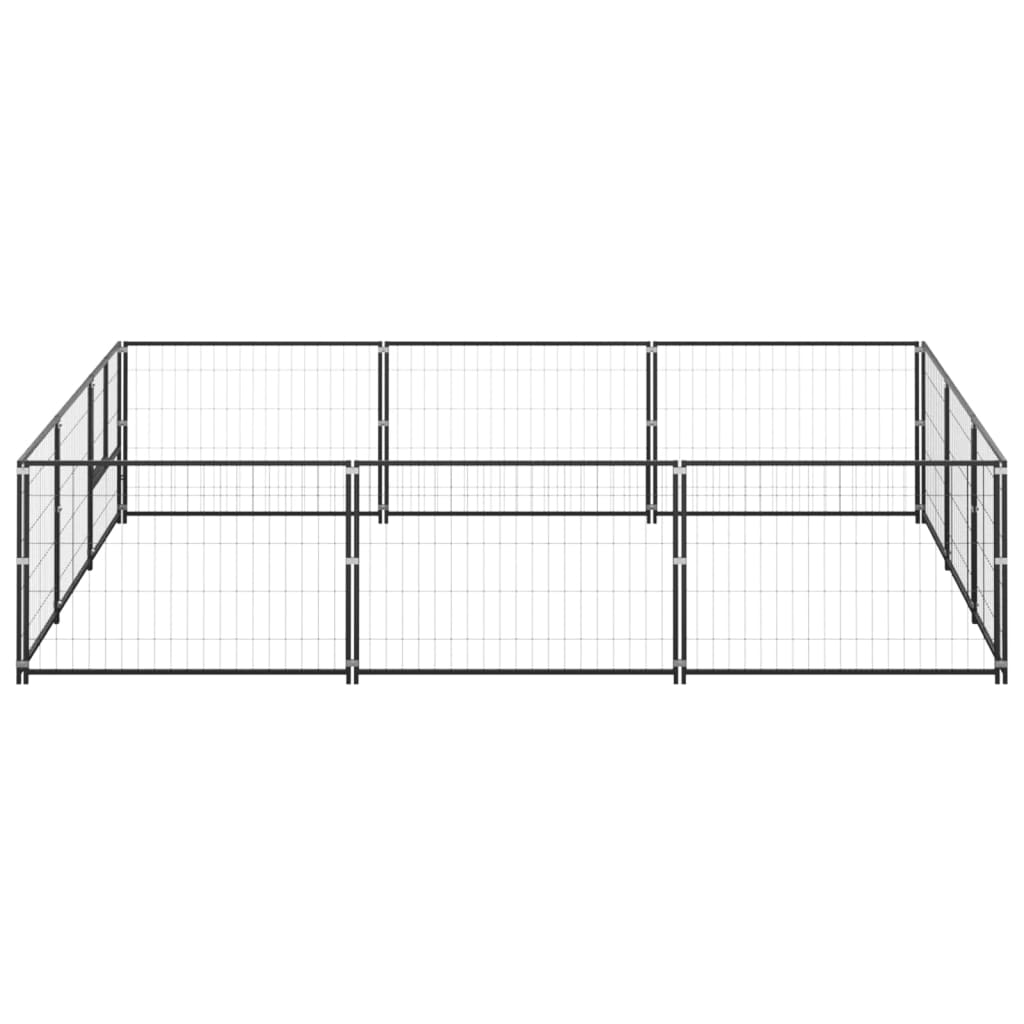 NNEVL Dog Kennel Black 9 m² Steel-1