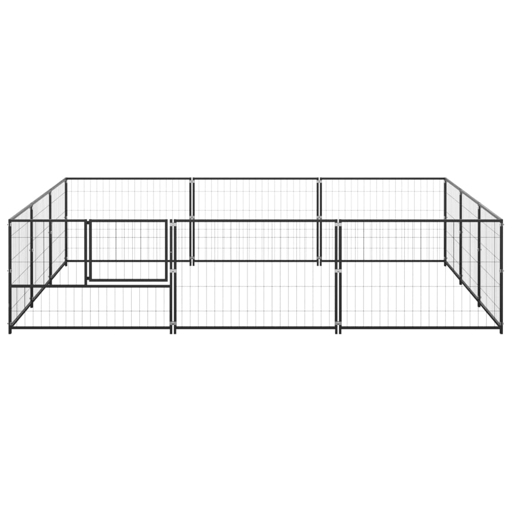 NNEVL Dog Kennel Black 9 m² Steel-2