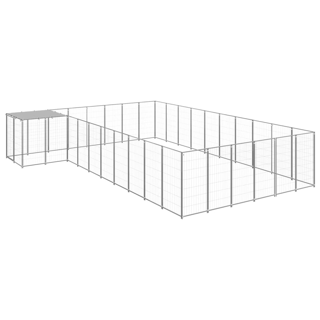 NNEVL Dog Kennel Silver 19.36 m² Steel-0