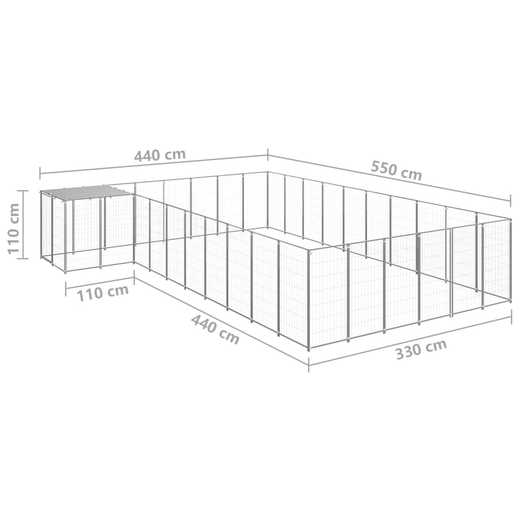 NNEVL Dog Kennel Silver 19.36 m² Steel-4