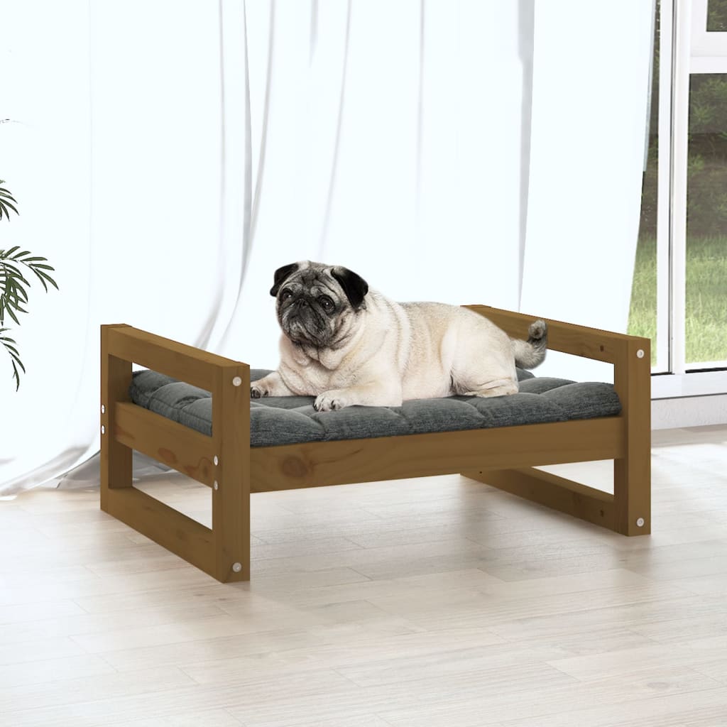 NNEVL Dog Bed Honey Brown 65.5x50.5x28 cm Solid Pine Wood-2