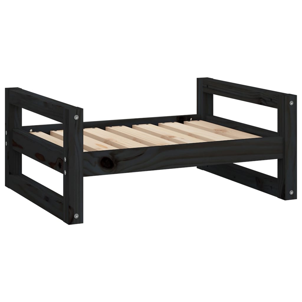 NNEVL Dog Bed Black 65.5x50.5x28 cm Solid Pine Wood-1