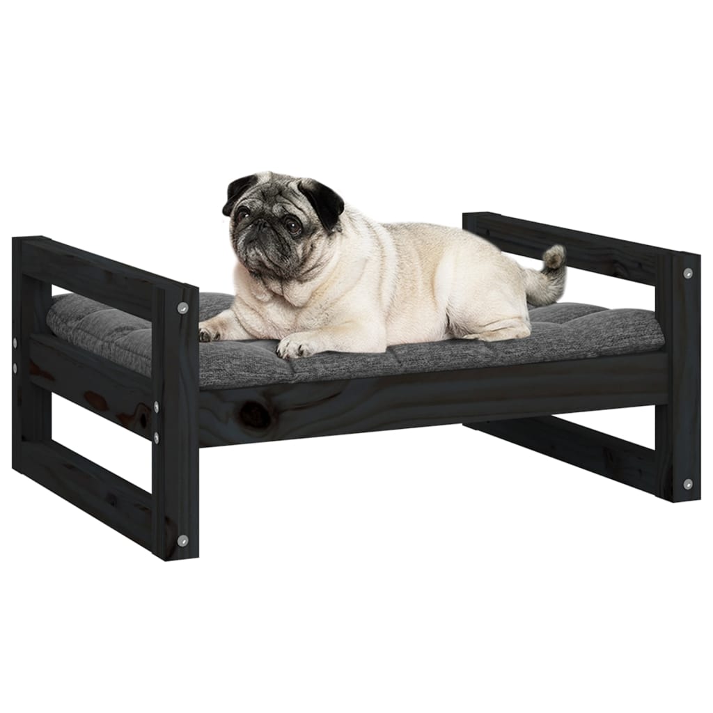 NNEVL Dog Bed Black 65.5x50.5x28 cm Solid Pine Wood-3