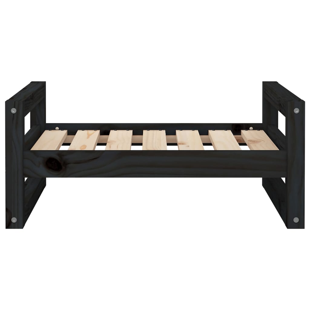 NNEVL Dog Bed Black 65.5x50.5x28 cm Solid Pine Wood-4