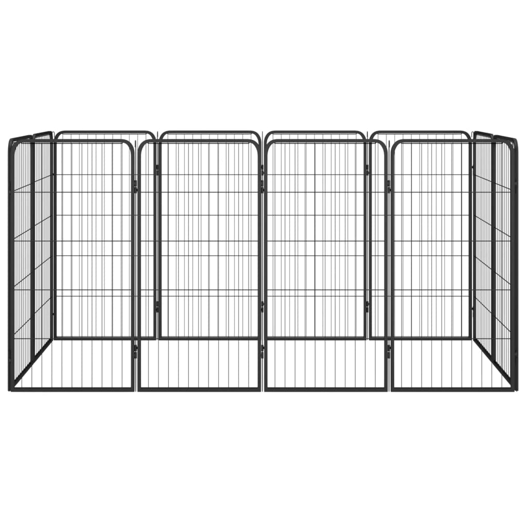 NNEVL 12-Panel Dog Playpen Black 50x100 cm Powder-coated Steel-1
