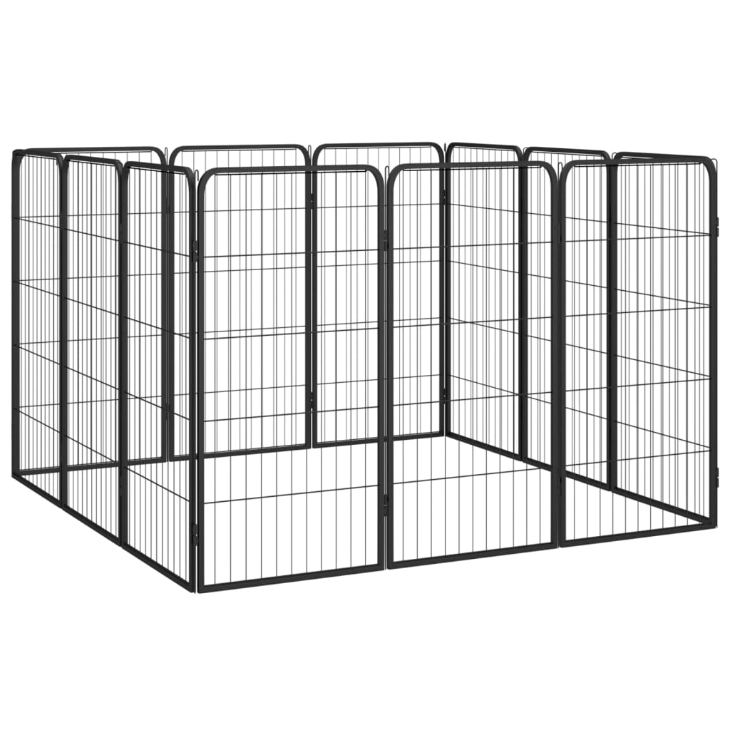 NNEVL 12-Panel Dog Playpen Black 50x100 cm Powder-coated Steel-2