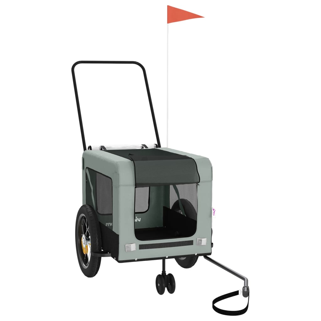 NNEVL Pet Bike Trailer Grey and Black Oxford Fabric and Iron-1