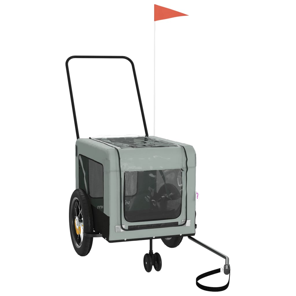 NNEVL Pet Bike Trailer Grey and Black Oxford Fabric and Iron-2