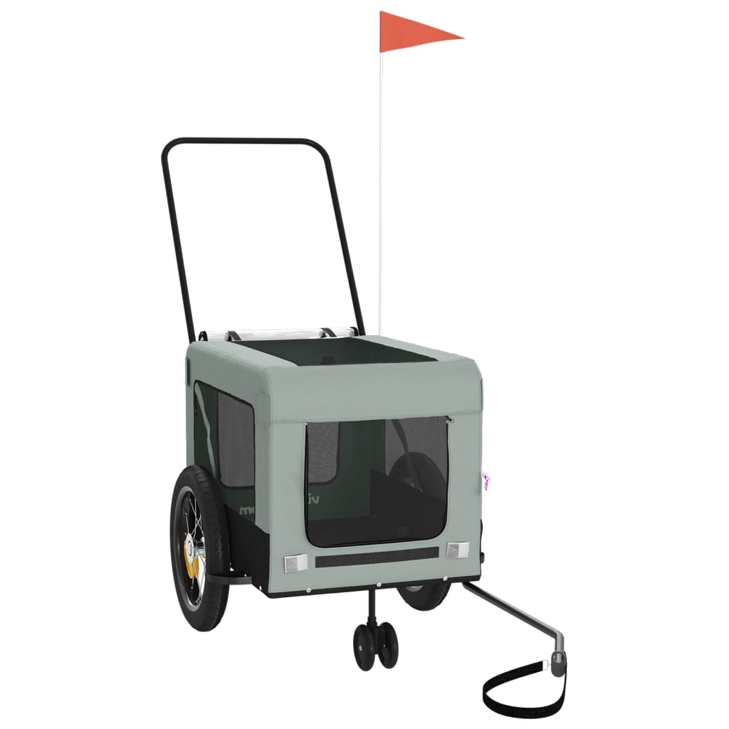 NNEVL Pet Bike Trailer Grey and Black Oxford Fabric and Iron-3