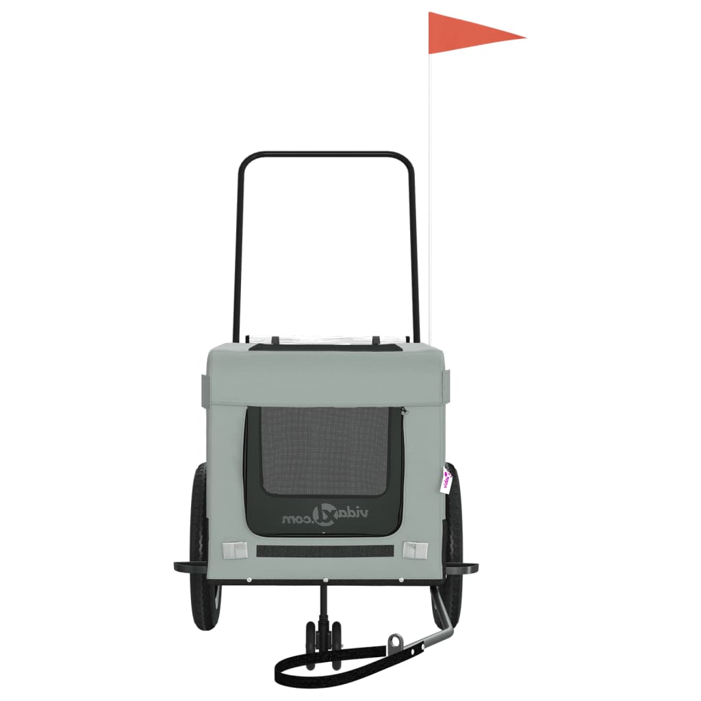NNEVL Pet Bike Trailer Grey and Black Oxford Fabric and Iron-4