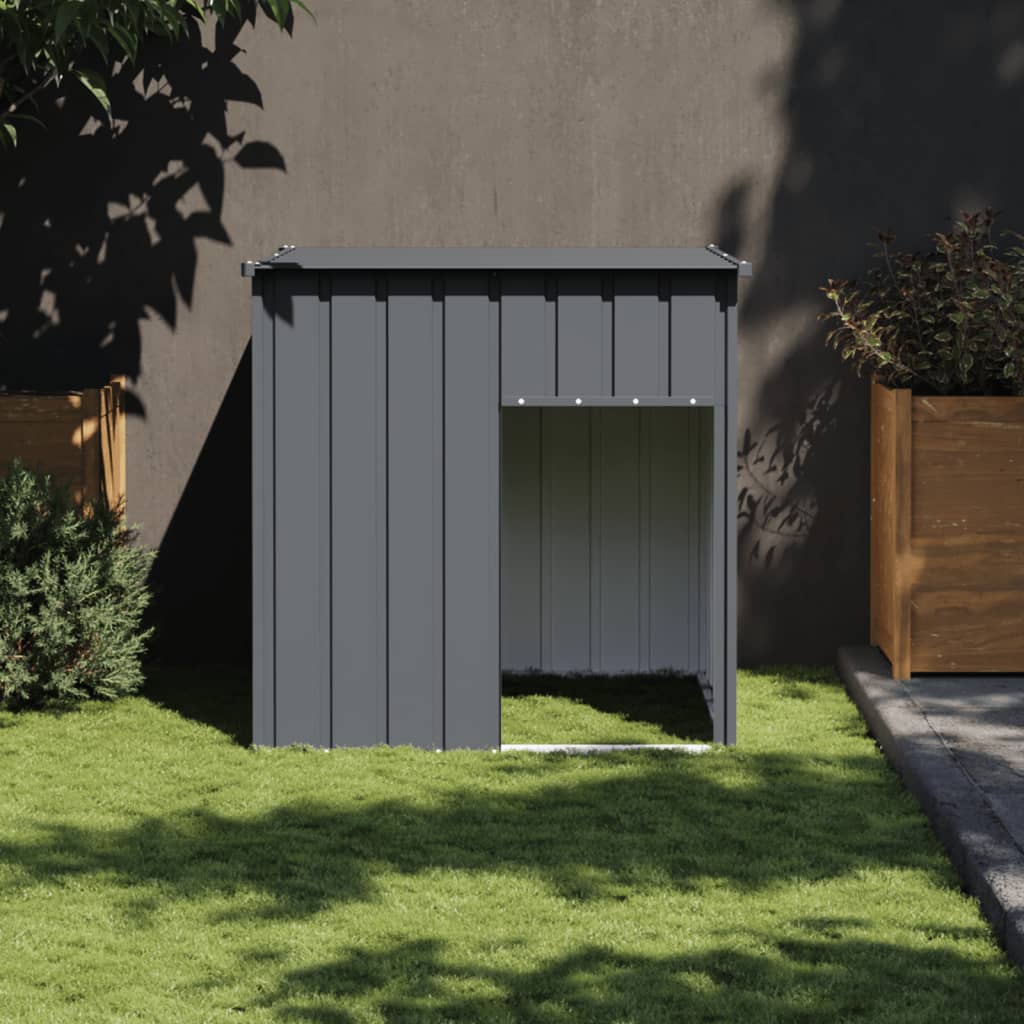 NNEVL Dog House with Roof Anthracite 110x103x109 cm Galvanised Steel-0