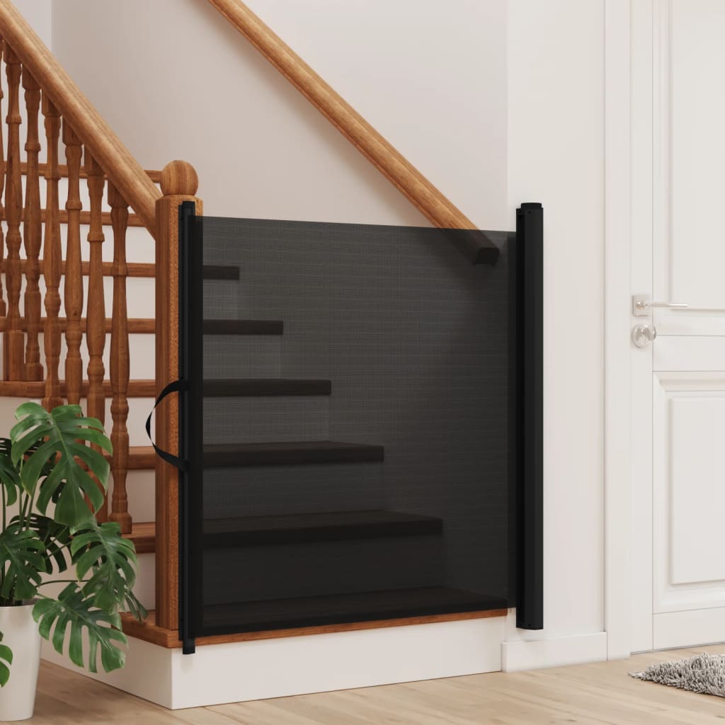 NNEVL Retractable Pet Gate Black 117.5x125 cm-2