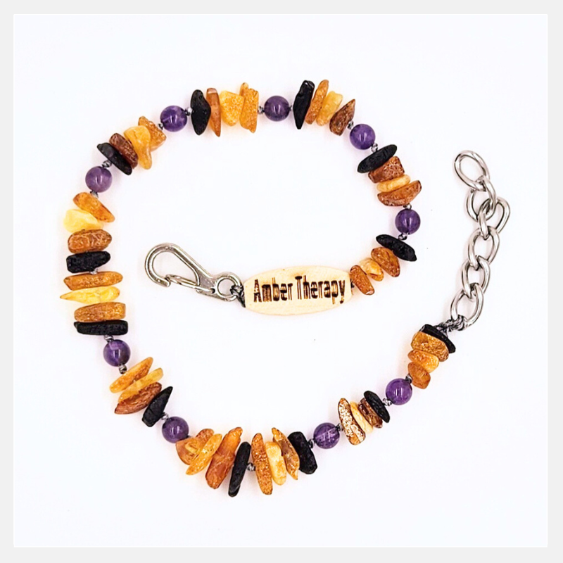 Large Dog Multi Amber & Amethyst Collar-0