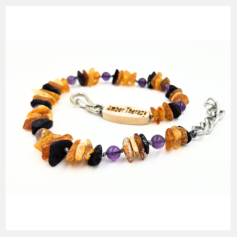 Large Dog Multi Amber & Amethyst Collar-2