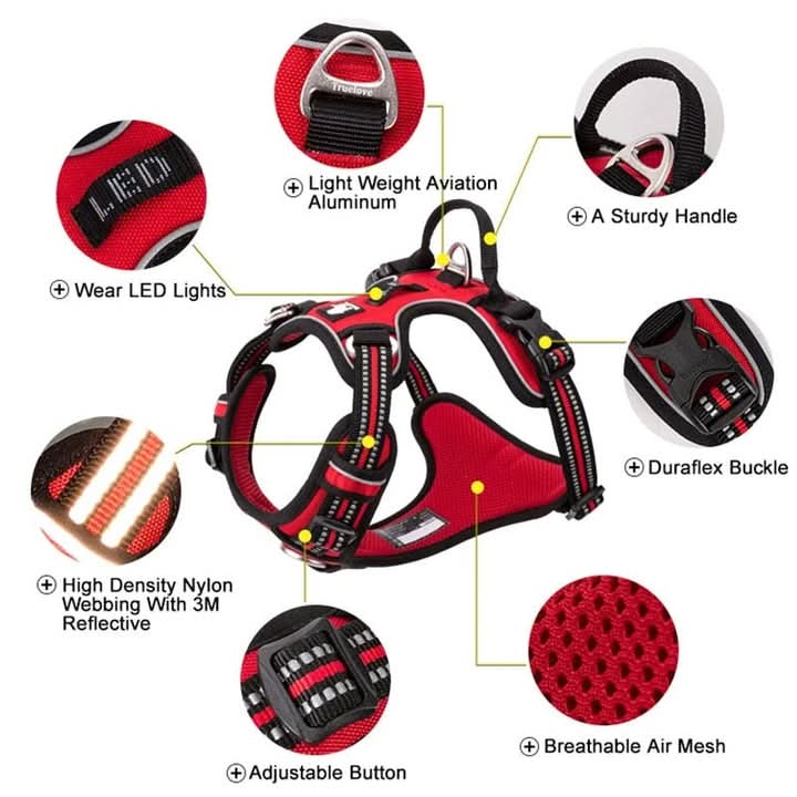 True Love No Pull Explosion Proof Dog Harness - Brown, M-4