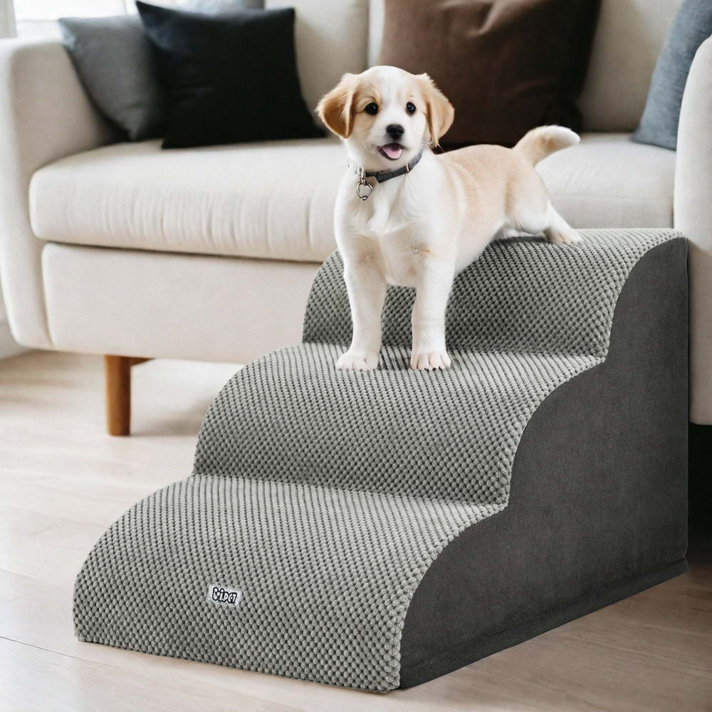 NNEDSZ Dog Ramp Steps Foam 3 Tier Pet Stairs For Bed Sofa Car Portable Indoor-4