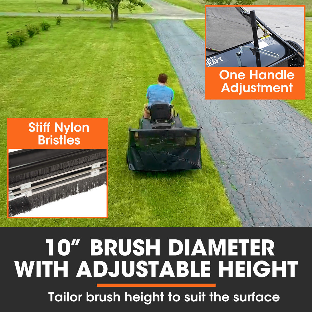 NNEMB Lawn Sweeper 38 Wide-Tow Behind Leaf and Grass Clipping Collector-Universal Hitch for Ride on Mower-Garden Tractor-1