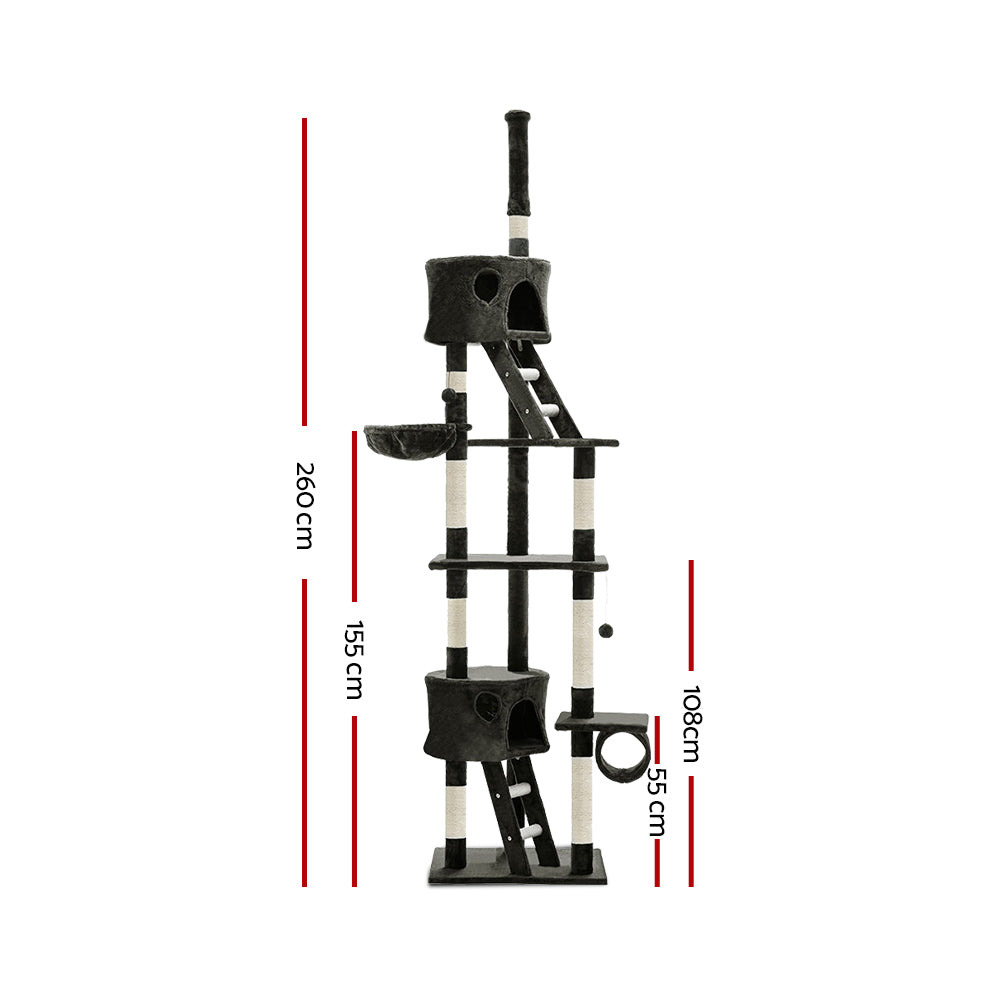 NNEDSZ Cat Tree 260cm Trees Scratching Post Scratcher Tower Condo House Furniture Wood-1