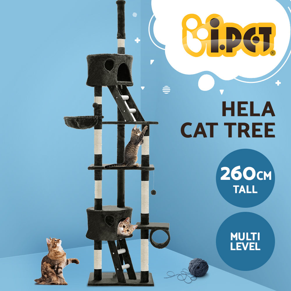 NNEDSZ Cat Tree 260cm Trees Scratching Post Scratcher Tower Condo House Furniture Wood-2