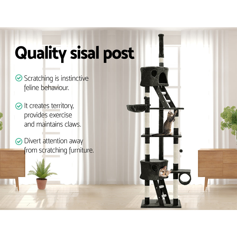 NNEDSZ Cat Tree 260cm Trees Scratching Post Scratcher Tower Condo House Furniture Wood-3