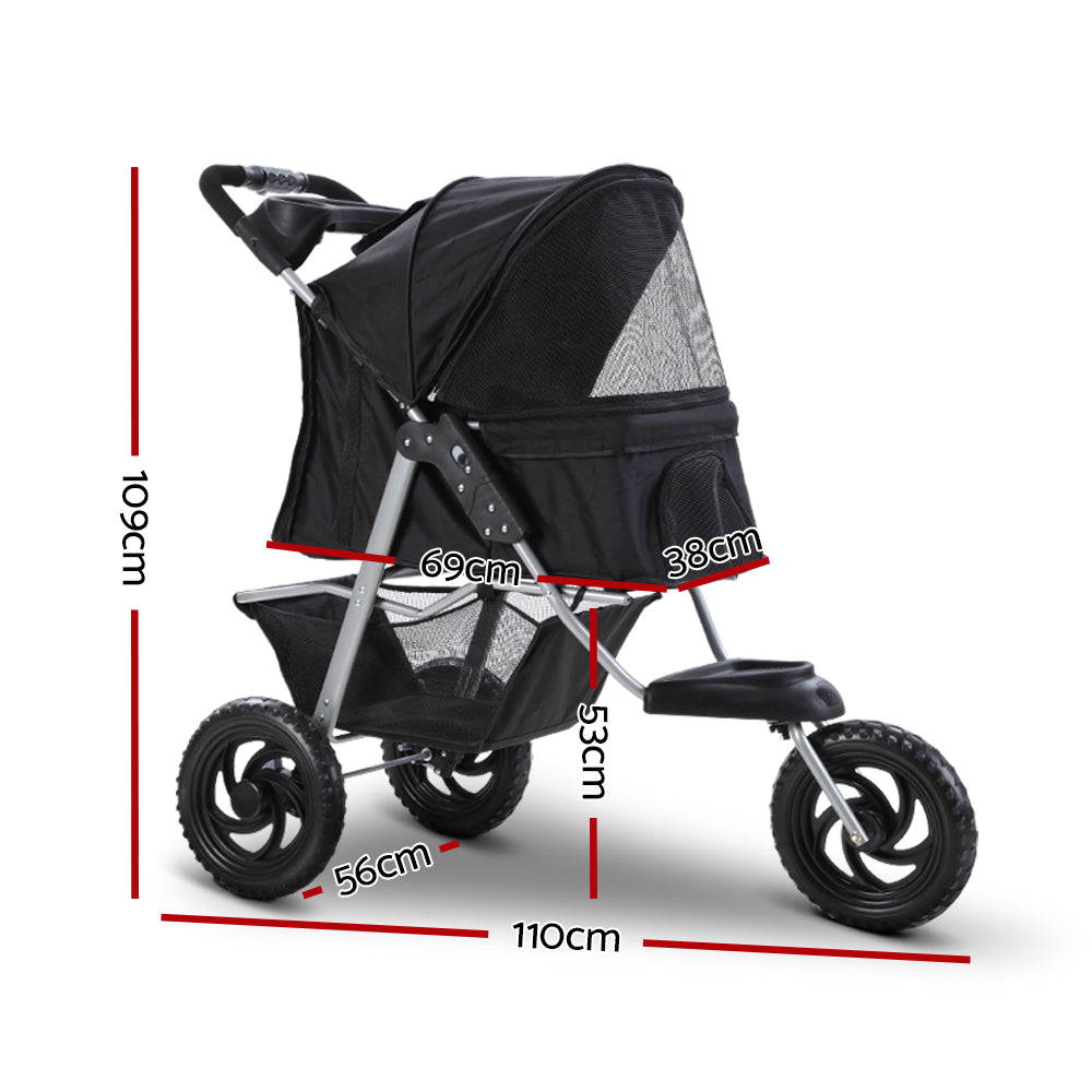NNEDSZ Pet Stroller Dog Carrier Foldable Pram Large Black-1