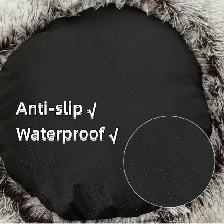 NNEDSZ Cozy Gray Plush Hooded Pet Bed - Ultra Soft Long Fur Cave Bed for Small Pets 50cm