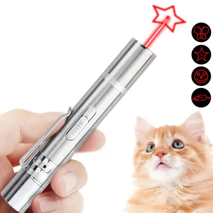 NNEDSZ 2PCS USB Rechargeable Multifunctional Laser Pointer for Cats - Interactive Toy with Star and Butterfly Patterns-0