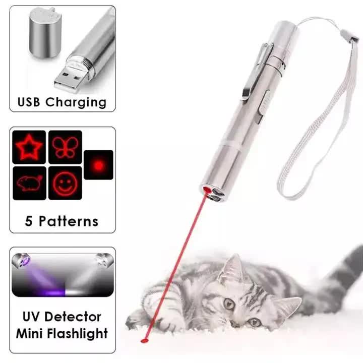 NNEDSZ 2PCS USB Rechargeable Multifunctional Laser Pointer for Cats - Interactive Toy with Star and Butterfly Patterns-1