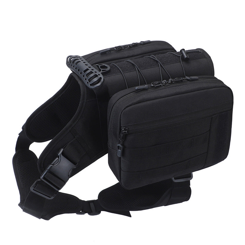 NNEDSZ Black Dog Tactical Backpack Harness - Adjustable Outdoor Camouflage Saddle Bag for Dogs-0