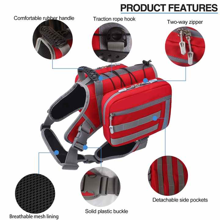 NNEDSZ Black Dog Tactical Backpack Harness - Adjustable Outdoor Camouflage Saddle Bag for Dogs-3
