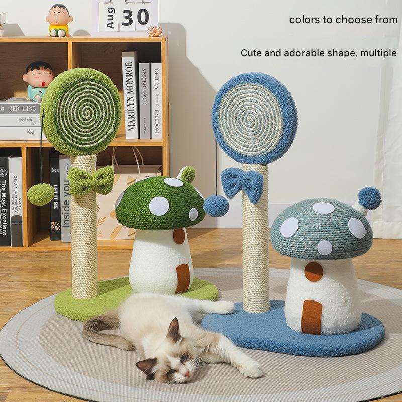 NNEDSZ Blue Durable Mushroom Cat Scratching Post - Anti-Slip, No Debris Cat Scratch Pad with Sofa Protection for Small Cats-1
