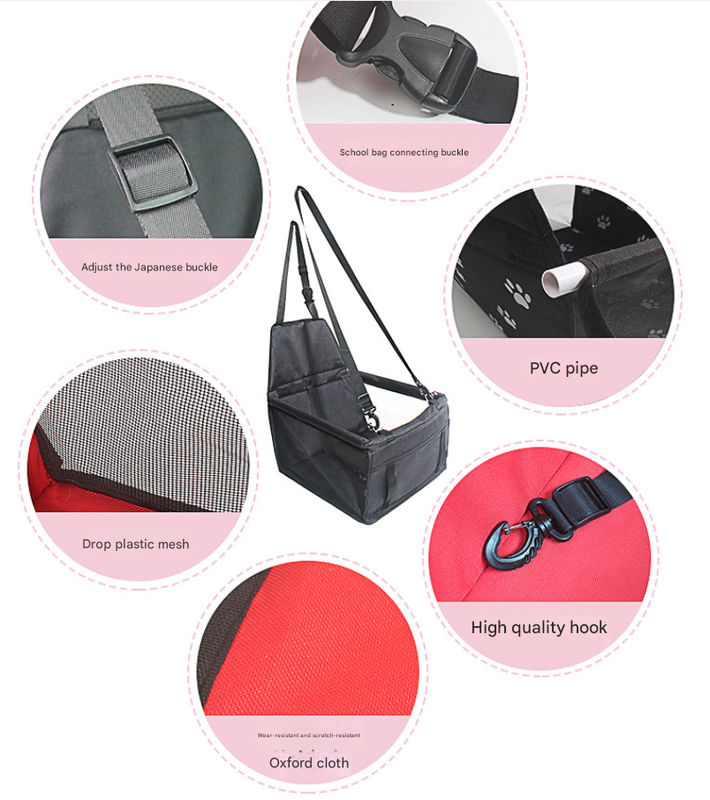 NNEDSZ Dark Gray Portable Pet Car Seat for Dogs and Cats - Adjustable Car Seat Cover, Pet Travel Car Carrier with Safety Belt-2