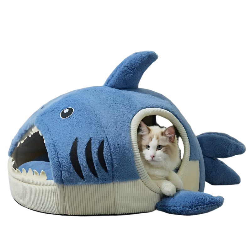NNETM Cozy Shark-Shaped Pet Bed for Cats & Dogs-0